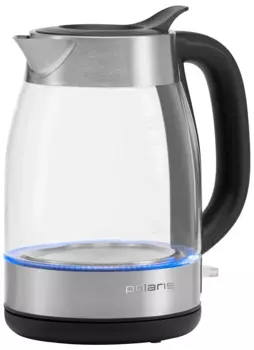 Чайник электрический POLARIS PWK 1817CGL Water Way Pro 1.8л. 2.2 кВт, термостойкое стекло, серебристый/черный (PWK 1817CGL)