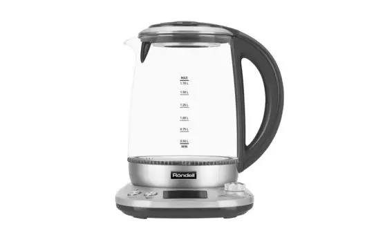 Чайник электрический Rondell RDE-1003 1.7л. 2.2 кВт, стекло/нержавеющая сталь, серебристый/черный