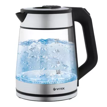 Чайник электрический VITEK VT-1176 2л. 2.2 кВт, стекло, черный (VT-1176)