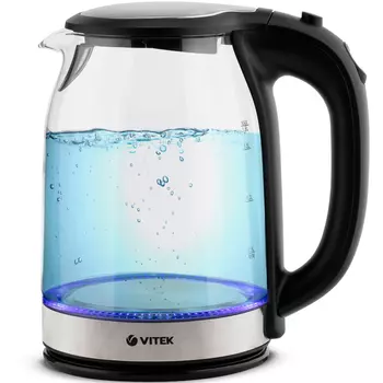 Чайник электрический VITEK VT-7095 1.8л., стекло/пластик, сталь/черный (VT-7095)