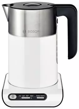 Чайник электрический Bosch TWK8611P 1.5л. 2.4 кВт, металл/пластик (двойные стенки), белый/серебристый