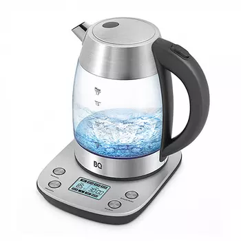 Чайник электрический BQ KT1703G 1.7л. 2.2 кВт, Стекло/нержавеющая сталь/пластик, черный/серебристый
