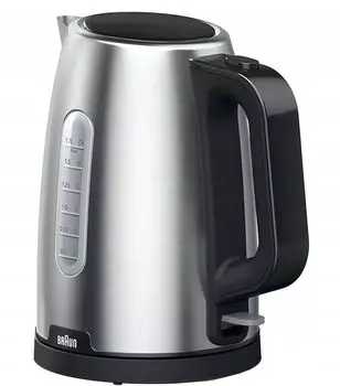 Чайник Braun WK1500BK 1.7л. 2.2 кВт, металл/пластик, серебристый/черный (WK1500BK)