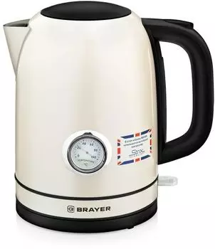 Чайник электрический BRAYER 1005BR-YE 1.7л. 2.2 кВт, нержавеющая сталь, бежевый (BR1005YE)