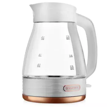 Чайник BRAYER BR1029 1.7л. 2200Вт, Стекло/нержавеющая сталь/пластик, белый (BR1029)