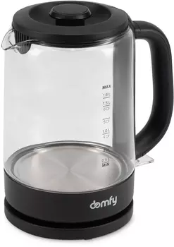 Чайник электрический DOMFY DSB-EK304 1.7л. 2.2 кВт, стекло/пластик, черный (DSB-EK304)