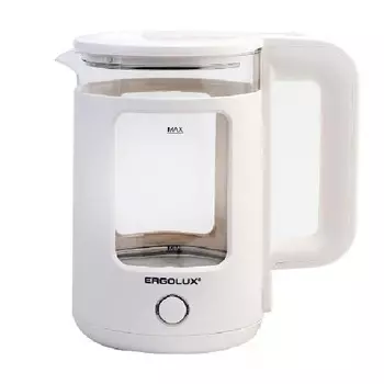 Чайник электрический Ergolux ELX-KG08-C01 1.8л. 1.8 кВт, пластик/стекло, белый (15334)