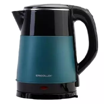 Чайник электрический Ergolux ELX-KS14-C44 2.3л. 1.8 кВт, пластик/нержавеющая сталь, черный/зеленый (15332)