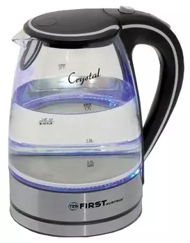 Чайник FIRST AUSTRIA 5406-2 1.7л. 2200Вт, закрытая спираль, металл/стекло, чёрный (FA-5406-2-BA)