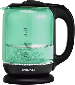 Чайник электрический Hyundai HYK-G2807 1.8л. 2.2 кВт, стекло, бирюзовый/черный