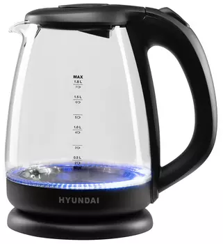 Чайник Hyundai HYK-G3003 1.8л. 2.2 кВт, пластик/стекло, черный (HYK-G3003)
