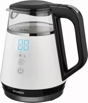 Чайник электрический Hyundai HYK-G3013 1л. 2.2 кВт, стекло/пластик, белый/черный (HYK-G3013)