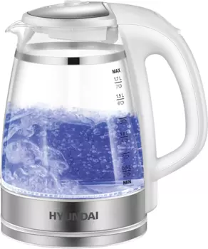 Чайник электрический Hyundai HYK-G3506 1.7л. 2.2 кВт, пластик/стекло, белый/серебристый (HYK-G3506)