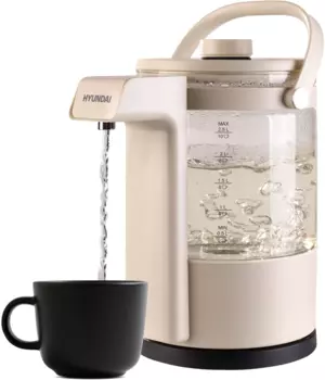 Чайник электрический Hyundai HYK-G7700 2.5л. 2.2 кВт, пластик/стекло, бежевый (HYK-G7700)
