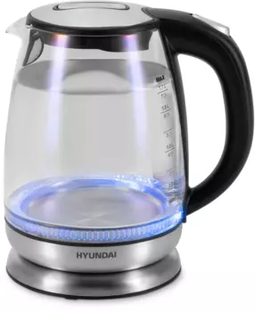 Чайник электрический Hyundai HYK-G8800 1.7л. 2.2 кВт, стекло/пластик, черный/серебристый