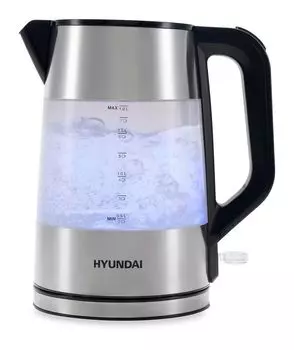 Чайник электрический Hyundai HYK-P4026 1.9л. 2.2 кВт, металл/стекло, черный