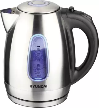 Чайник электрический Hyundai HYK-S2402 1.7л. 2.2 кВт, нержавеющая сталь/пластик, серебристый/черный