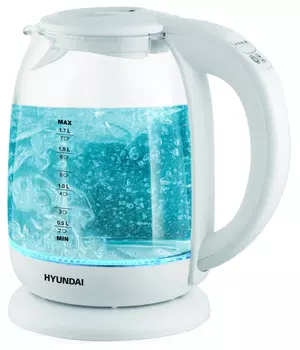 Чайник электрический Hyundai HYK-S3808 1.7л. 2.2 кВт, стекло/пластик, белый (1638321)