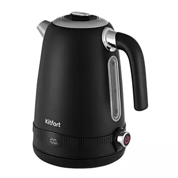 Чайник электрический Kitfort KT-6121-1 1.7л. 2.2 кВт, нержавеющая сталь/пластик, черный