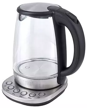 Чайник Kitfort KT-618 1.7л. 2200Вт, закрытая спираль, стекло, черный/серебристый