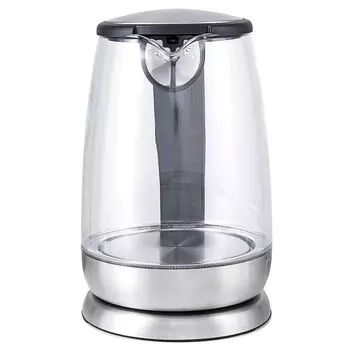 Чайник электрический Kitfort КТ-619 1.7л. 2.2 кВт, Стекло/нержавеющая сталь/пластик, черный/серебристый