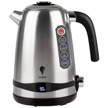 Чайник электрический LEONORD LE- 1501 1.7л. 2.2 кВт, нержавеющая сталь, серебристый/черный (104859)