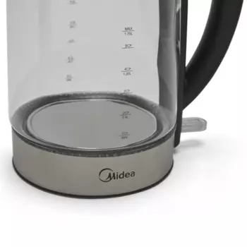 Чайник Midea MK-8002 1.7л. 2200Вт, закрытая спираль, Стекло/нержавеющая сталь/пластик, серебристый/черный