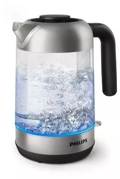 Чайник электрический PHILIPS HD9339 1.7л. 2.2 кВт, металл/стекло, серебристый/черный (HD9339/80)