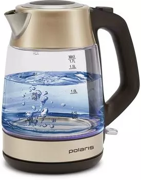 Чайник POLARIS PWK 1760CGL 1.7л. 2.15 кВт, термостойкое стекло, бежевый/черный (13313)