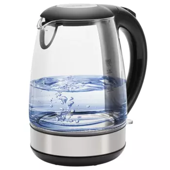 Чайник POLARIS Trinity 1.7л. 2.2 кВт, стекло, черный/серебристый (PWK 1710CGL), б\у, отказ от покупки, следы эксплуатации, плохая упаковка