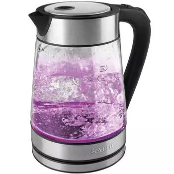 Чайник электрический Scarlett SC-EK27G55 1.7л. 2.2 кВт, стекло/нержавеющая сталь, черный/серебристый