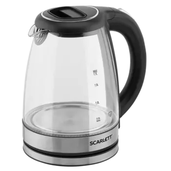 Чайник Scarlett SC-EK27G72 1.7л. 2000Вт, закрытая спираль, Стекло/нержавеющая сталь/пластик, черный