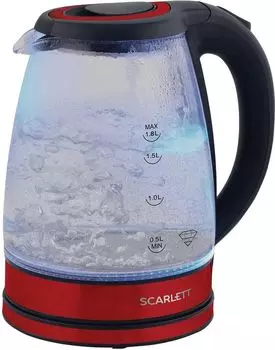 Чайник электрический Scarlett SC-EK27G85 1.8л. 1.8 кВт, стекло, красный (SC-EK27G85)