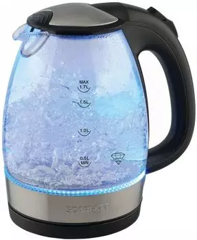Чайник электрический Scarlett SC-EK27G91 1.7л. 2.2 кВт, стекло/пластик, черный (EK27G91)