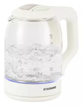 Чайник электрический Starwind SKG1056 1.8л. 2 кВт, пластик/стекло, белый (SKG1056)