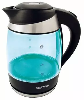Чайник Starwind SKG2219 1.8л. 2200Вт, закрытая спираль, пластик/стекло, бирюзовый/черный (SKG2219 )