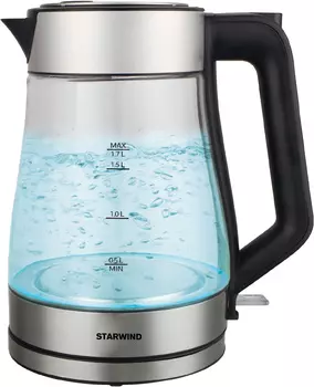Чайник Starwind SKG5032 1.7л. 2.2 кВт, стекло/пластик, черный/серебристый (SKG5032)