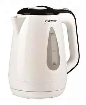 Чайник Starwind SKP3213 1,7л. 2200Вт, Закрытый нагревательный элемент, пластик, белый/черный (SKP3213)