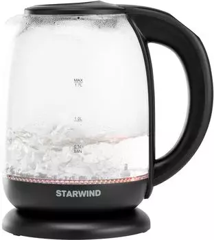 Чайник электрический Starwind SKS4517 1.7л. 2.2 кВт, пластик/стекло, черный (SKS4517)