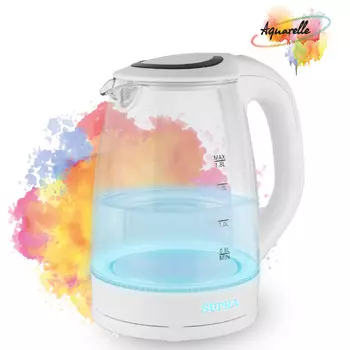 Чайник электрический SUPRA KES-1812G 1.8л. 1.85 кВт, пластик/стекло, белый (KES-1812G)