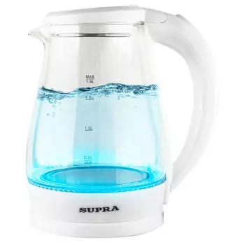 Чайник SUPRA KES-1856G 1.8л. 1.5 кВт, пластик/стекло, белый