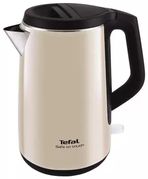 Чайник Tefal KO 371 Safe to touch 1.5л. 2200Вт, закрытая спираль, металл/пластик (двойные стенки), бежевый/черный (7211001804)
