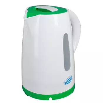 Чайник электрический ВЕЛИКИЕ РЕКИ Томь-1 1.7л. 1.85 кВт, пластик, белый/зеленый (Томь-1)