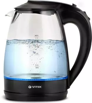 Чайник электрический VITEK VT-1122 1.7л. 2.2 кВт, пластик/стекло, черный (VT-1122)