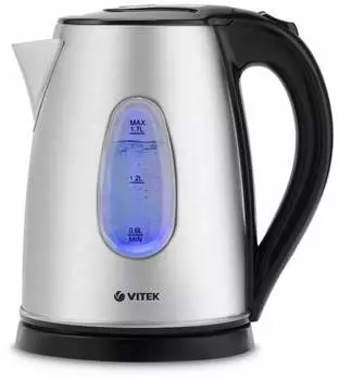 Чайник VITEK VT-1143 1.7л. 2.2 кВт, металл/пластик, нержавеющая сталь/черный (VT-1143)