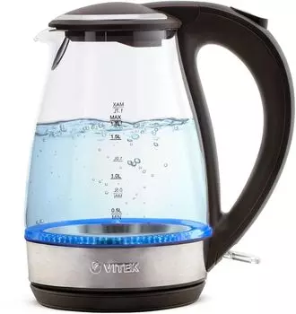 Чайник электрический VITEK VT-7015 1.7л. 2.2 кВт, пластик/стекло, коричневый (VT-7015)