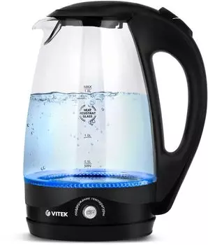 Чайник электрический VITEK VT-7034 1.8л. 2.2 кВт, пластик/стекло, черный (VT-7034)