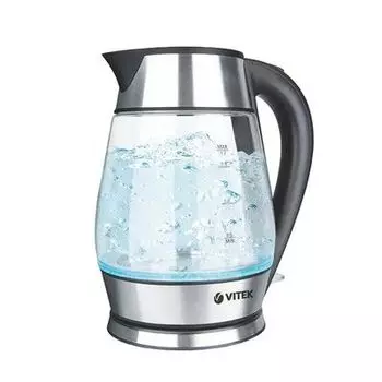 Чайник VITEK VT-7037 1.8л. 2.2 кВт, стекло, серебристый (7037-VT-01)