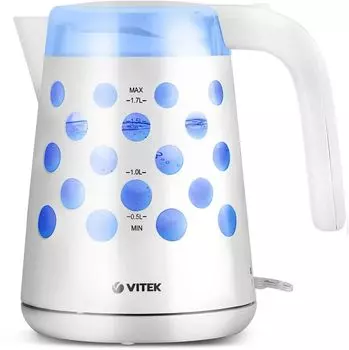 Чайник электрический VITEK VT-7048-01 1.7л. 2.2 кВт, пластик, белый (VT-7048-01)