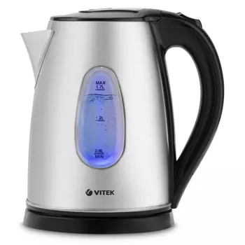 Чайник VITEK VT-7052 1.7л. 2.2 кВт, нержавеющая сталь, серебристый/черный
